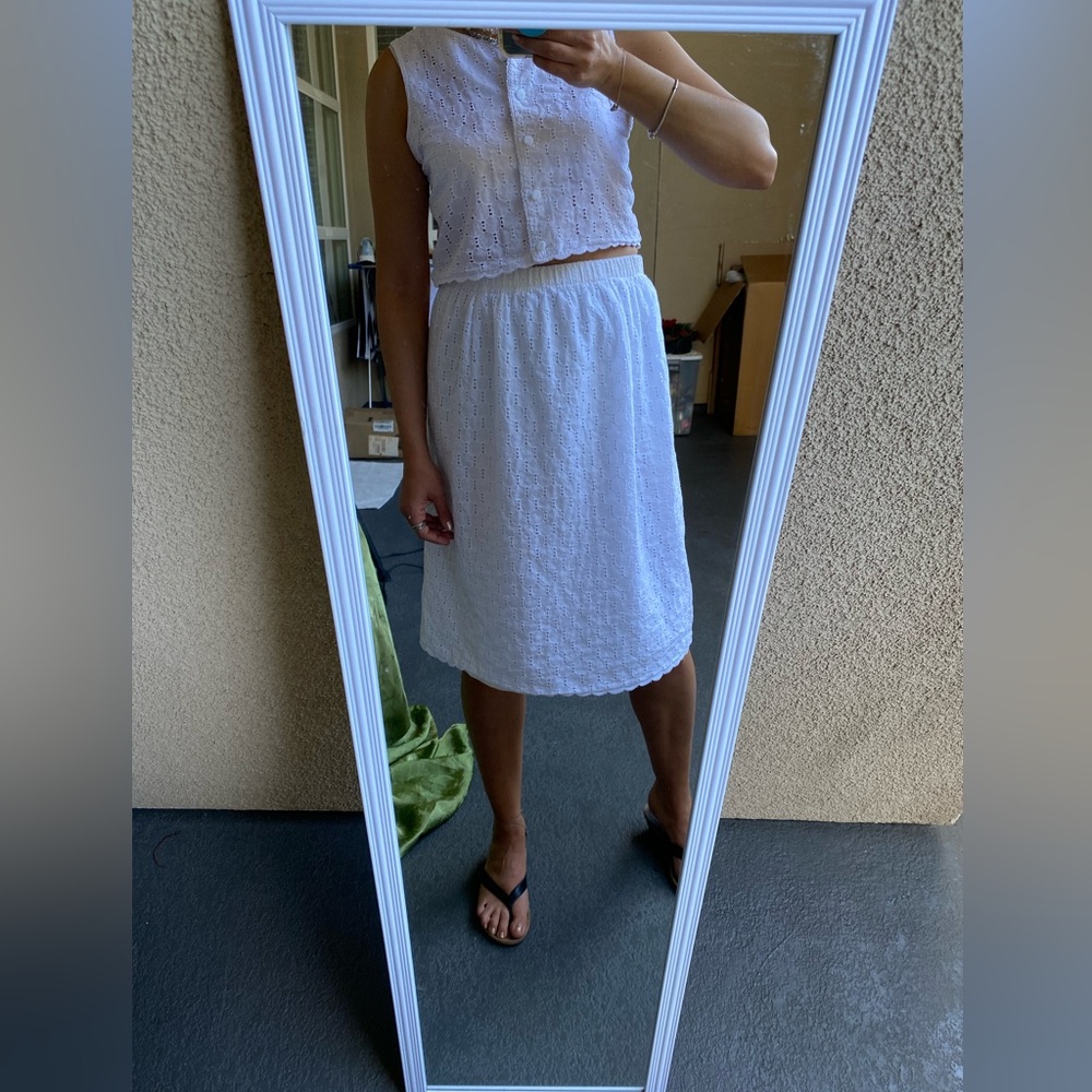 Vintage Classic White Eyelet Maxi Dress - Sleeveless cotton 100%